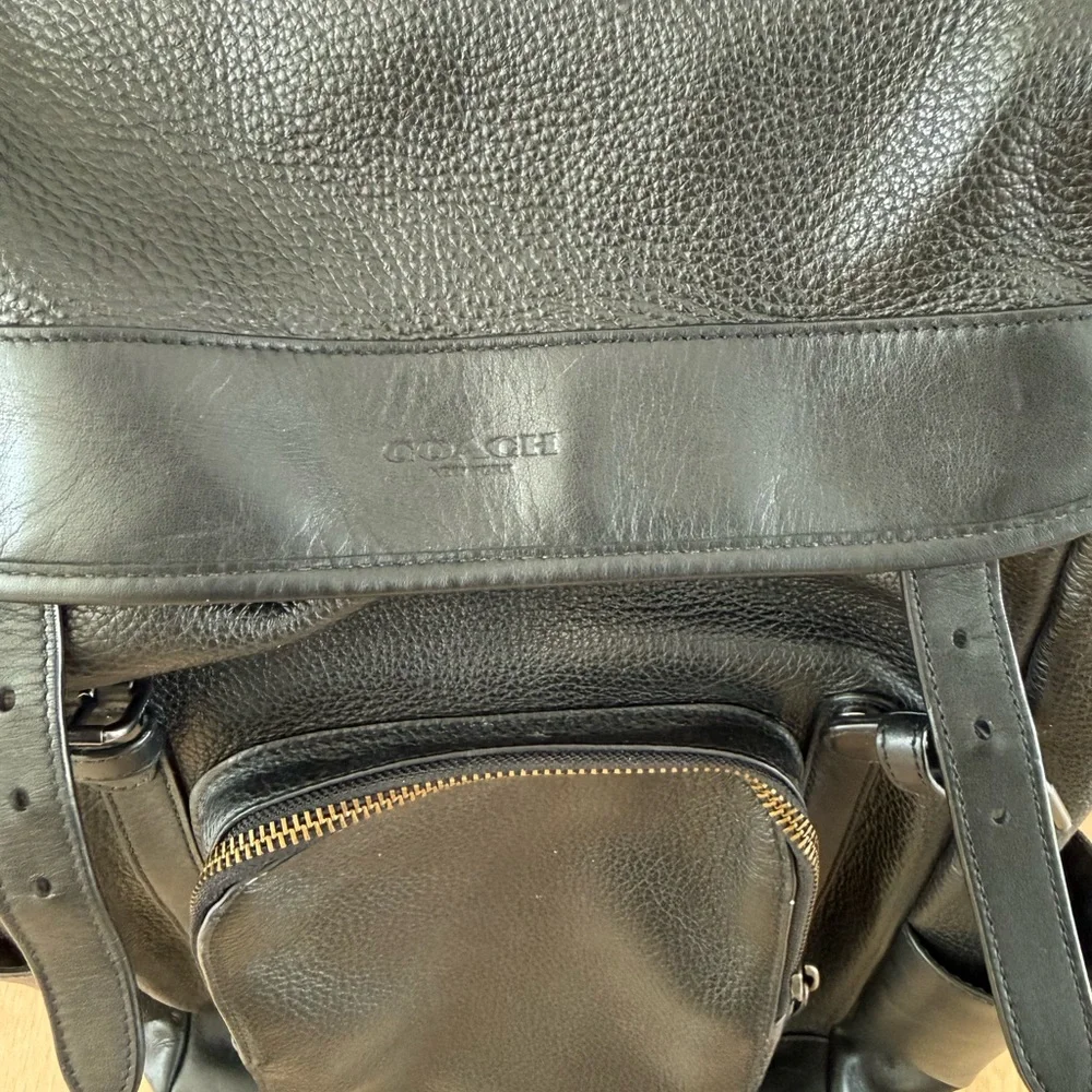 COACH Black Leather Men's Henry Backpack